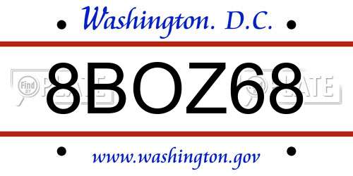 8BOZ68 District Of Columbia License Plate