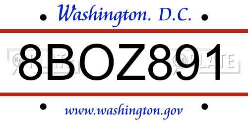 8BOZ891 District Of Columbia License Plate
