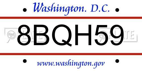 8BQH59 District Of Columbia License Plate