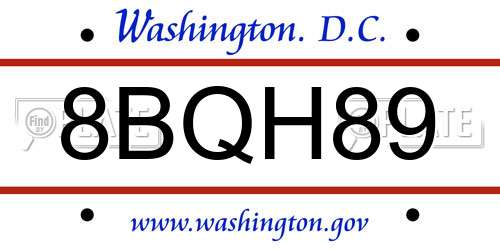 8BQH89 District Of Columbia License Plate