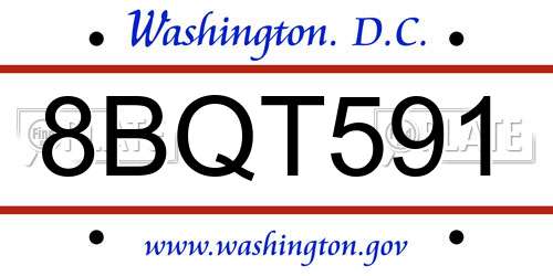 8BQT591 District Of Columbia License Plate