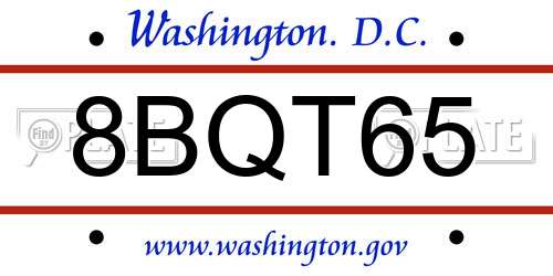 8BQT65 District Of Columbia License Plate