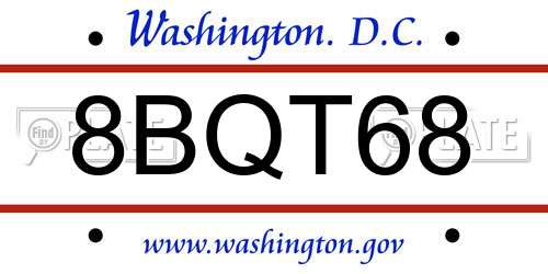 8BQT68 District Of Columbia License Plate