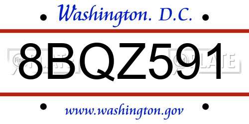 8BQZ591 District Of Columbia License Plate