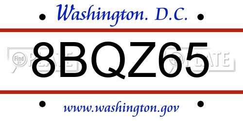 8BQZ65 District Of Columbia License Plate