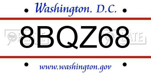 8BQZ68 District Of Columbia License Plate