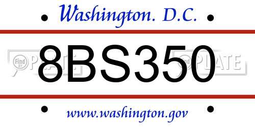 8BS350 District Of Columbia License Plate