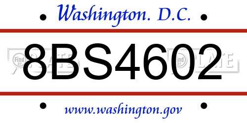 8BS4602 District Of Columbia License Plate