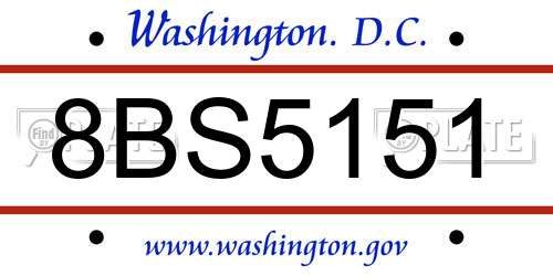 8BS5151 District Of Columbia License Plate