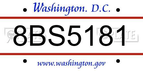 8BS5181 District Of Columbia License Plate