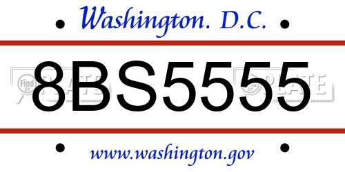 8BS5555 District Of Columbia License Plate