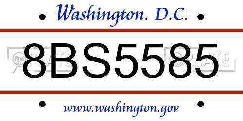 8BS5585 District Of Columbia License Plate