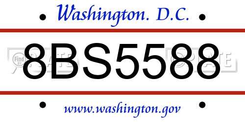 8BS5588 District Of Columbia License Plate