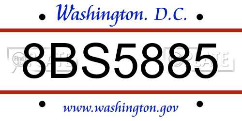 8BS5885 District Of Columbia License Plate