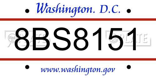 8BS8151 District Of Columbia License Plate