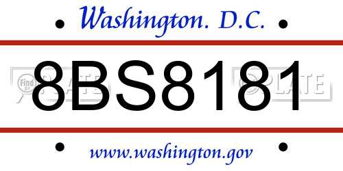 8BS8181 District Of Columbia License Plate