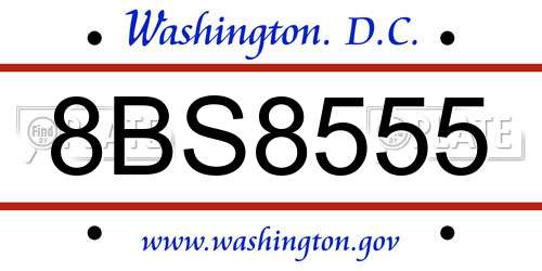 8BS8555 District Of Columbia License Plate