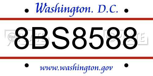 8BS8588 District Of Columbia License Plate