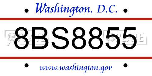 8BS8855 District Of Columbia License Plate