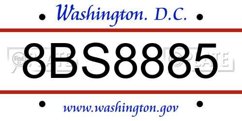 8BS8885 District Of Columbia License Plate