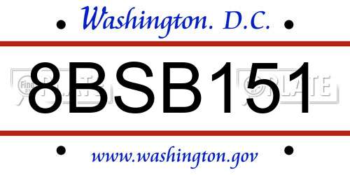 8BSB151 District Of Columbia License Plate