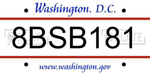 8BSB181 District Of Columbia License Plate