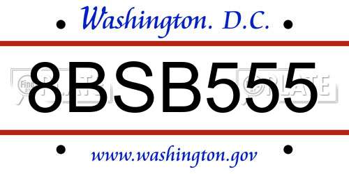 8BSB555 District Of Columbia License Plate