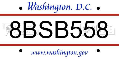 8BSB558 District Of Columbia License Plate