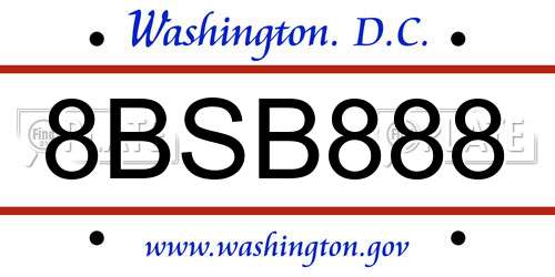 8BSB888 District Of Columbia License Plate