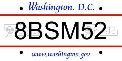 8BSM52 District Of Columbia License Plate