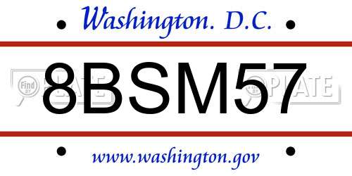 8BSM57 District Of Columbia License Plate
