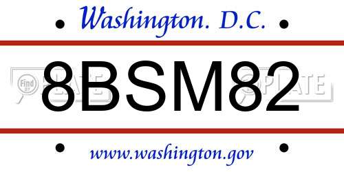 8BSM82 District Of Columbia License Plate