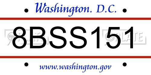 8BSS151 District Of Columbia License Plate