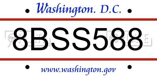 8BSS588 District Of Columbia License Plate