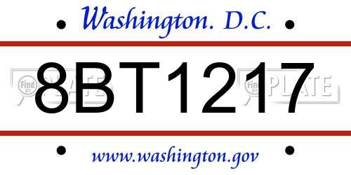 8BT1217 District Of Columbia License Plate