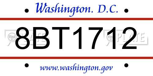 8BT1712 District Of Columbia License Plate