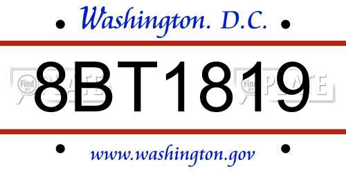 8BT1819 District Of Columbia License Plate