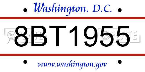 8BT1955 District Of Columbia License Plate