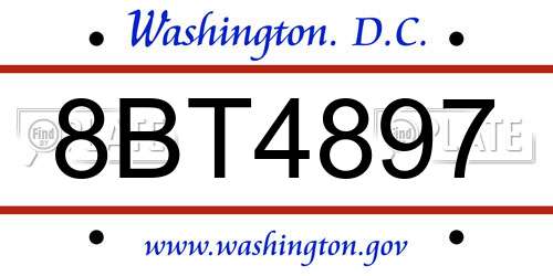 8BT4897 District Of Columbia License Plate