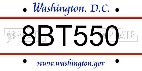 8BT550 District Of Columbia License Plate