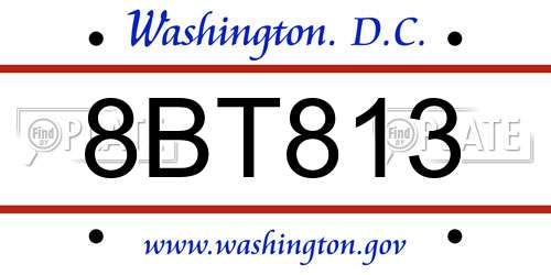 8BT813 District Of Columbia License Plate