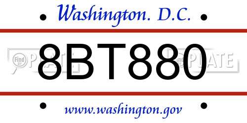 8BT880 District Of Columbia License Plate