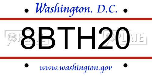 8BTH20 District Of Columbia License Plate