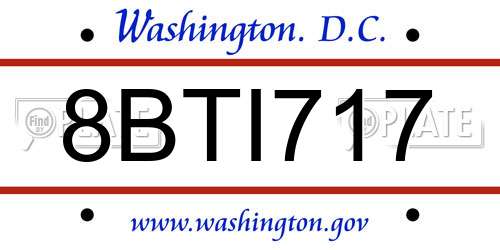 8BTI717 District Of Columbia License Plate