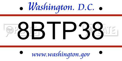 8BTP38 District Of Columbia License Plate