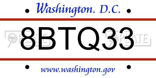 8BTQ33 District Of Columbia License Plate