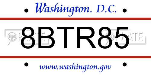 8BTR85 District Of Columbia License Plate