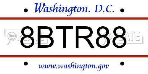 8BTR88 District Of Columbia License Plate