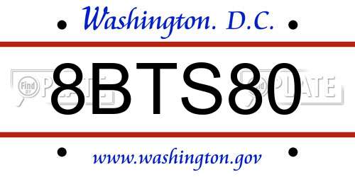 8BTS80 District Of Columbia License Plate
