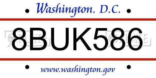 8BUK586 District Of Columbia License Plate